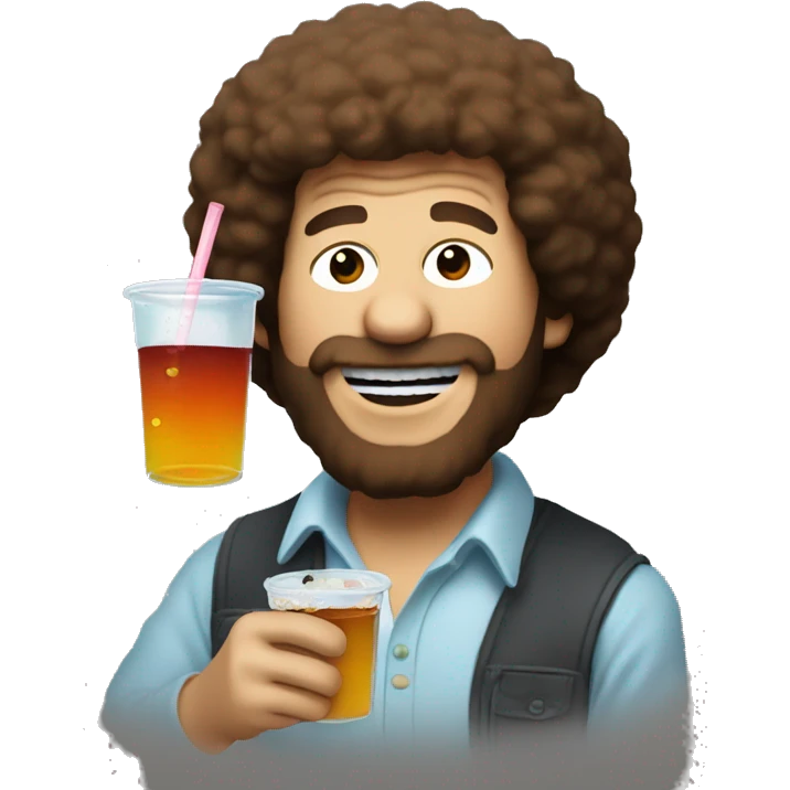 bob ross drinking boba emoji