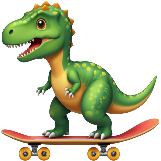 Dinosaur on a skateboard emoji