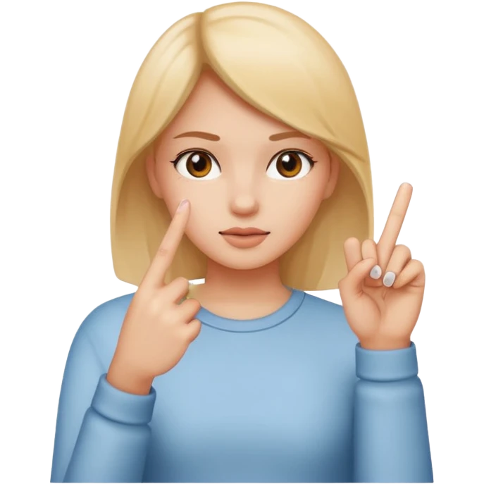a girl holding up her middle finger emoji