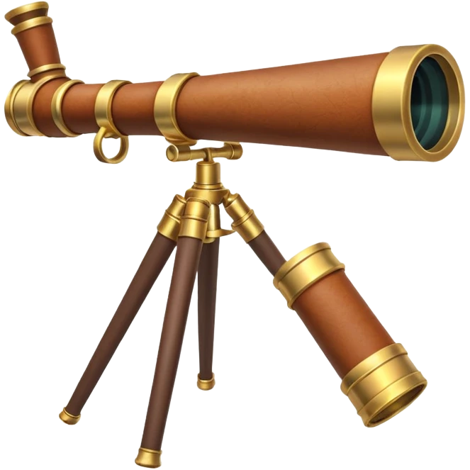 pirate spyglass object icon, brass telescope, leather grip, 3D cartoon, mobile game icon style, centered, clean background, no text, no watermark
 emoji