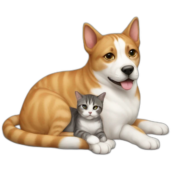 Cat on dog emoji