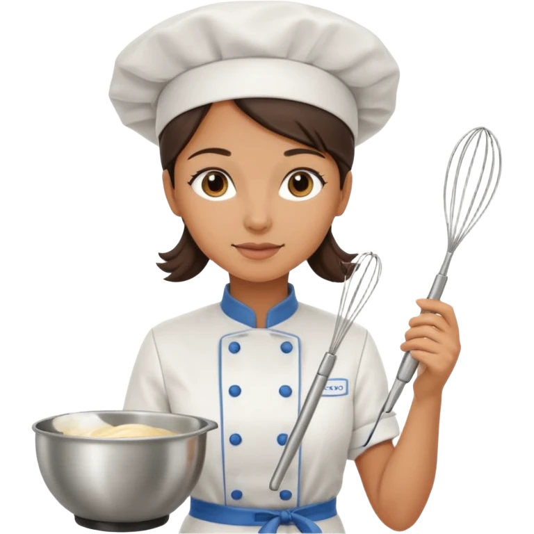 female chef holding whisk and bowl emoji