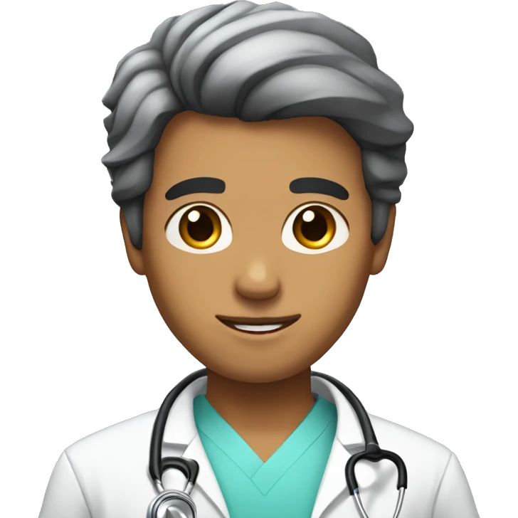 doctor, tan skin, black hair, with stethoscope full body emoji