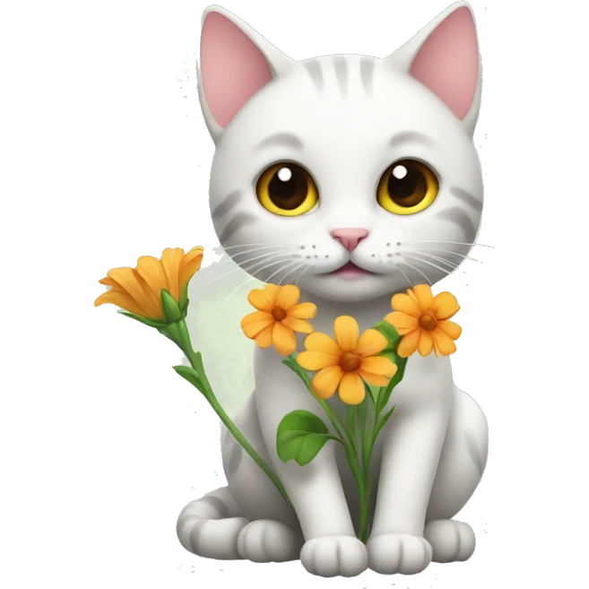 Cat with a flower emoji