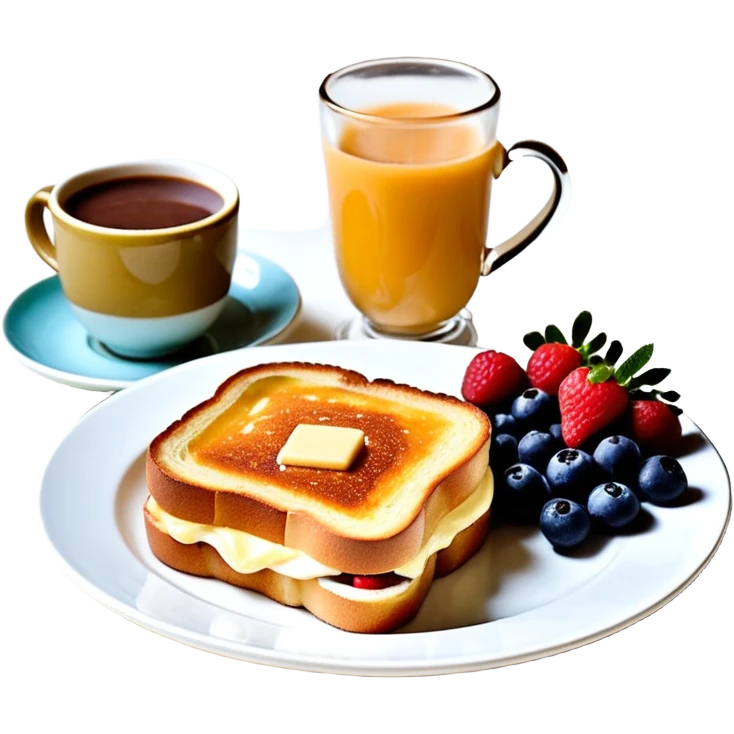 Un joli plateau sur lequel repose un délicieux petit déjeuner composé d’un croque-monsieur croustillant, d’un bol de yaourt aux fruits, d’une tasse de chocolat chaud garnie de guimauves et d’un joli vase contenant deux fleurs d’hibiscus emoji