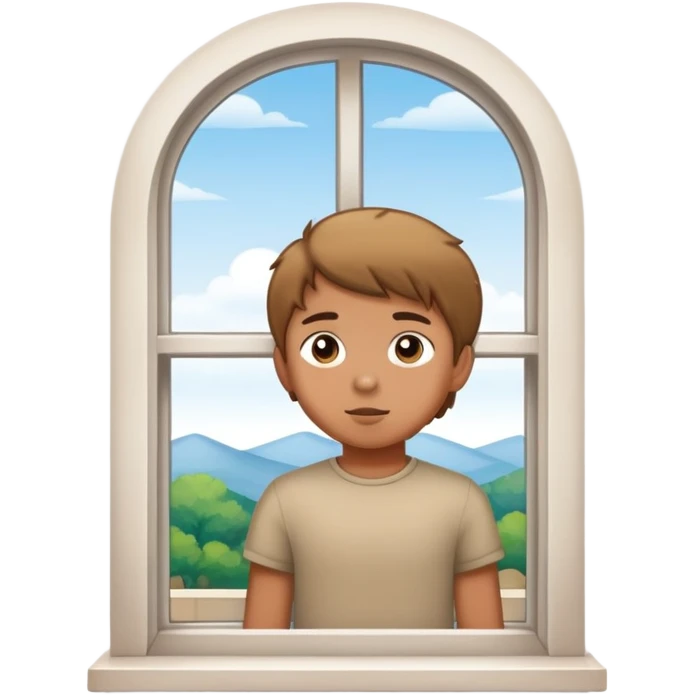 kid standing at window looking outside emoji