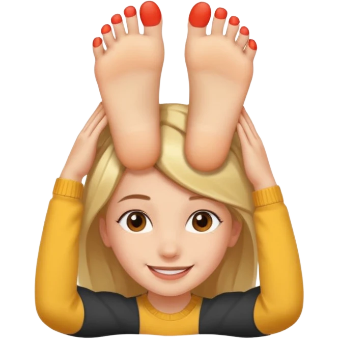 a foot placed on a girl's head emoji