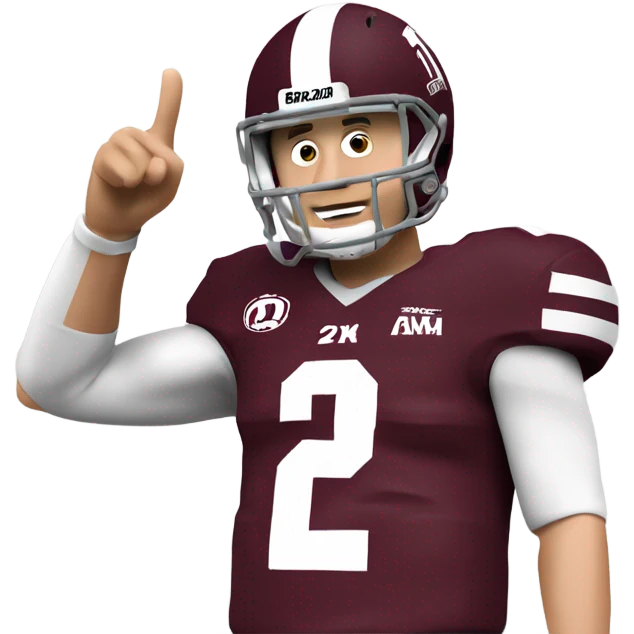Johnny manziel in a Texas a&m maroon uniform holding up one thumb  emoji