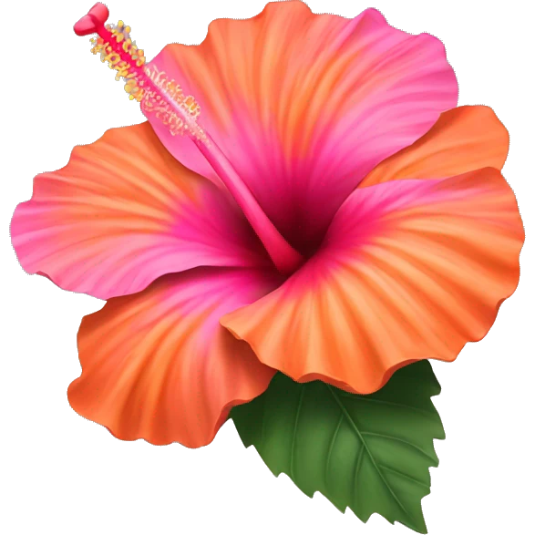 Hibiscus flower orange & pink emoji