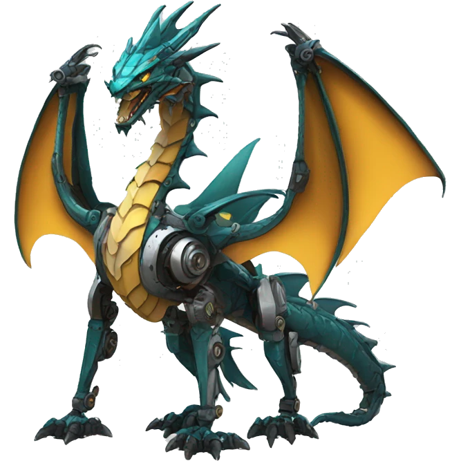 Mechanical futuristic Dragon full body emoji