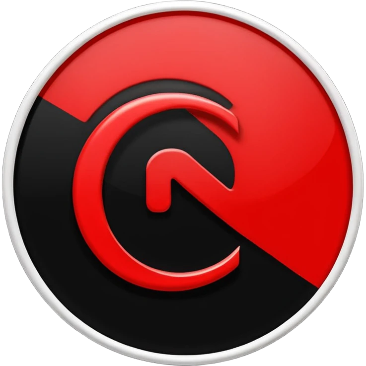 Círculo totalmente negro, adentro del círculo un símbolo de encendido y apagado en color blanco a un lado del símbolo la letra N en color rojo emoji