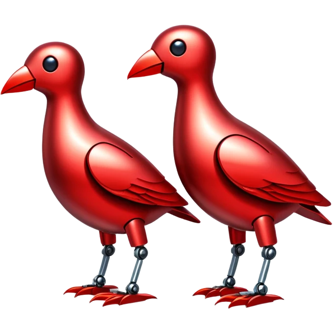 robotic flock of three birds red color emoji