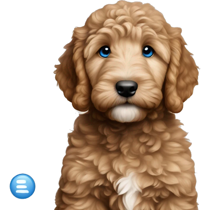 Light brown goldendoodle-puppy blue eyes emoji
