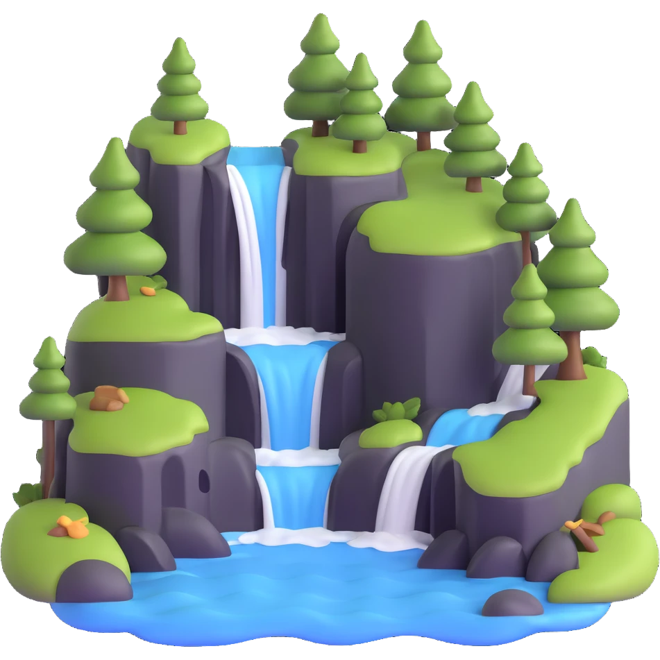 beautiful waterfall in nature emoji