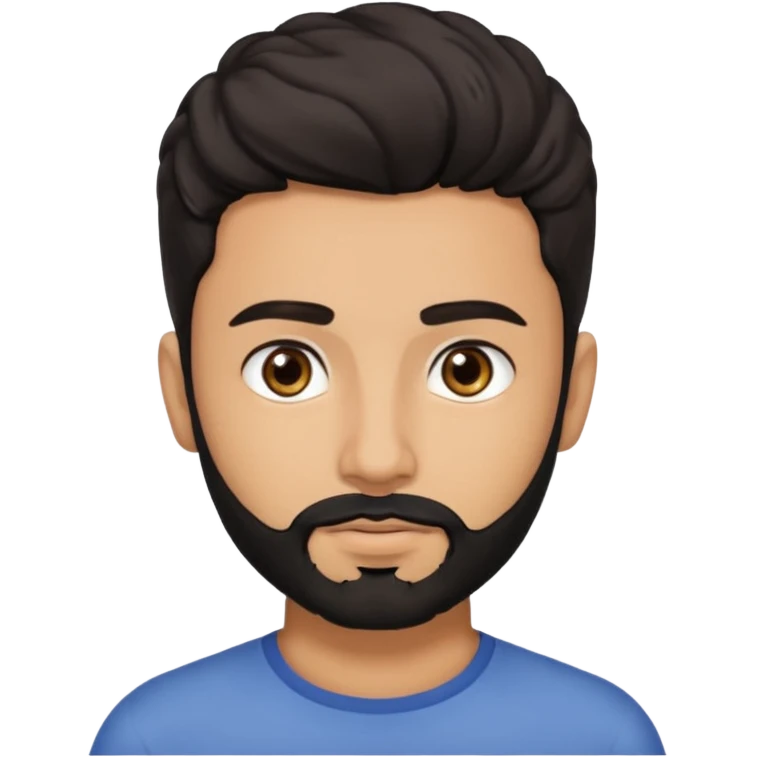 young lightskin Pakistani man with black beard wavy short hair and almond shaped brown eyes and thick eyebrows emoji