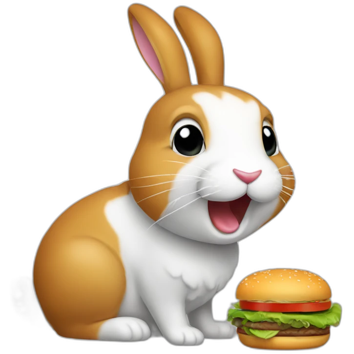 Lapin qui mange un hamburger emoji