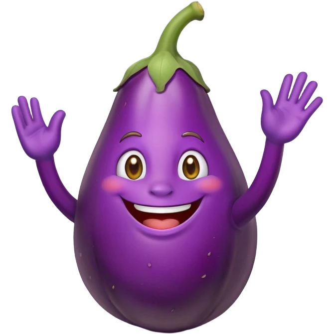 Eggplant saying hi emoji