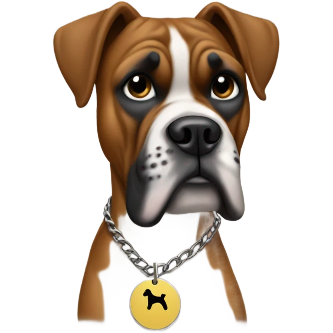 Boxer dog with ronnie dog tag emoji