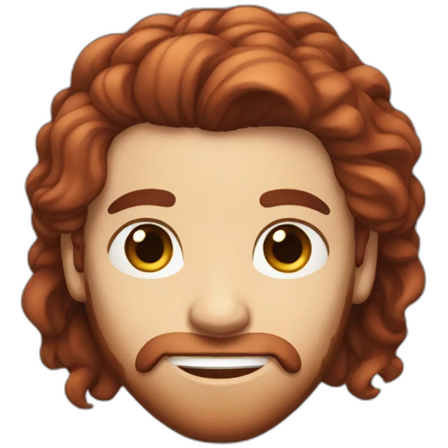 Dark Red head bearded man with long hair in a bun emoji