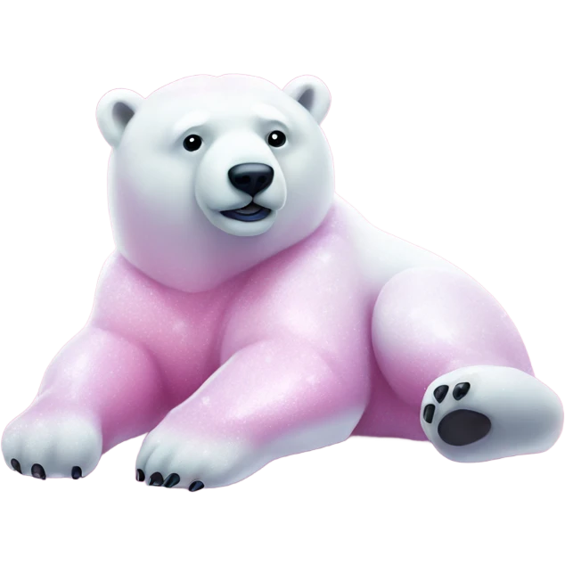 Pink full body  polar bear lying down with glitter emoji