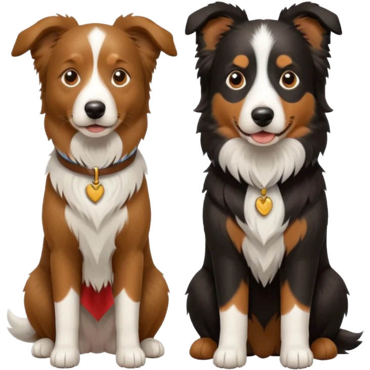 Dois cachorros: um pastor alemão e um border collie marrom  emoji