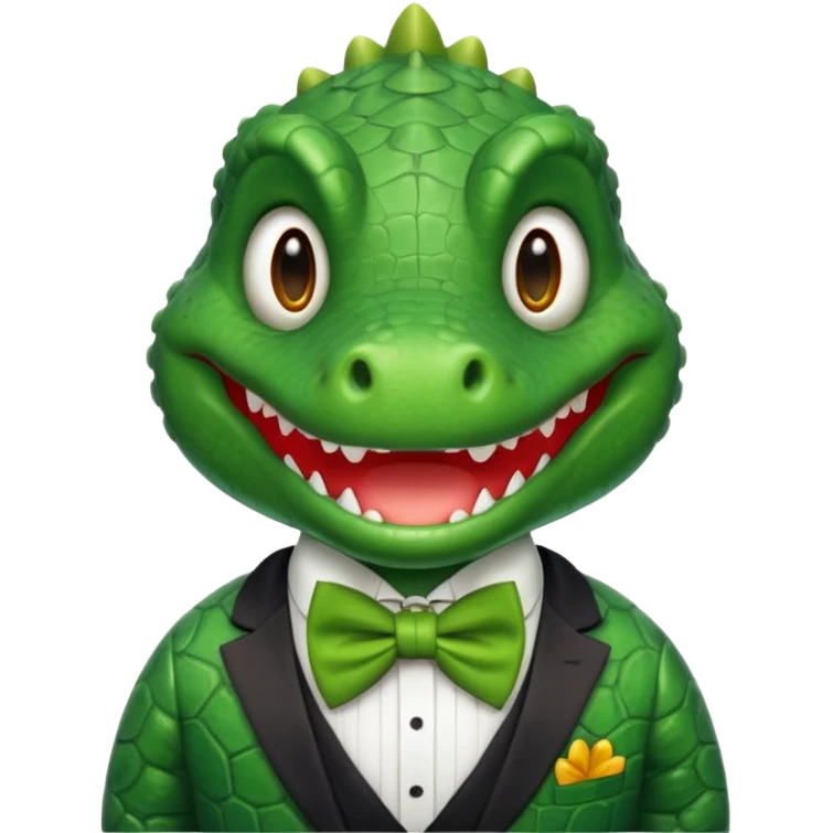 cute crocodile, bow tie emoji