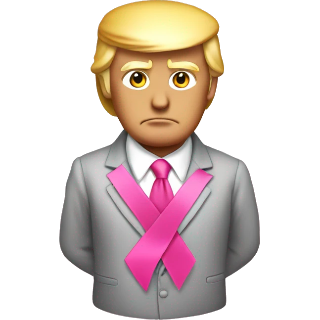 Donald trump with a pink ribbon bow on his head emoji