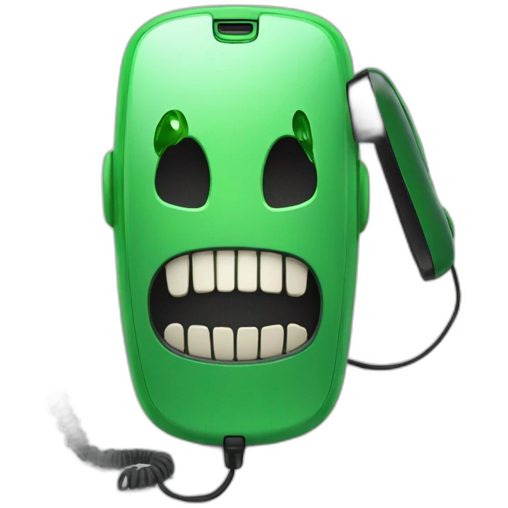 Scream mask phone with a Green clamshell flip-phone emoji