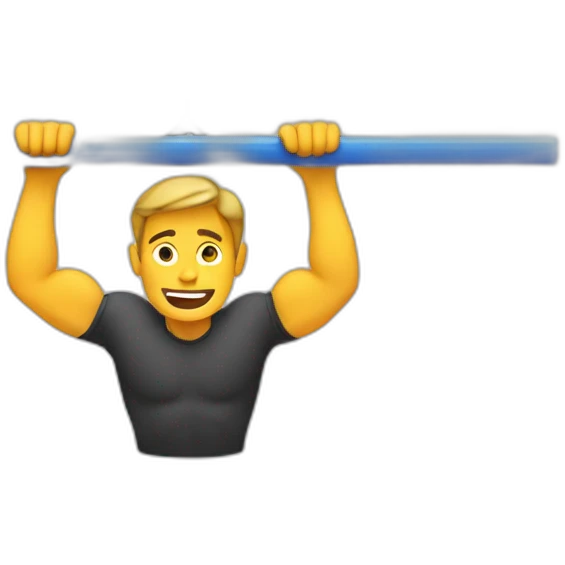 A man is hanging from a pull-up bar emoji