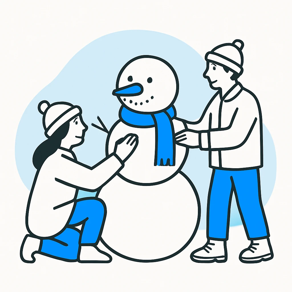 people making a snowman emoji