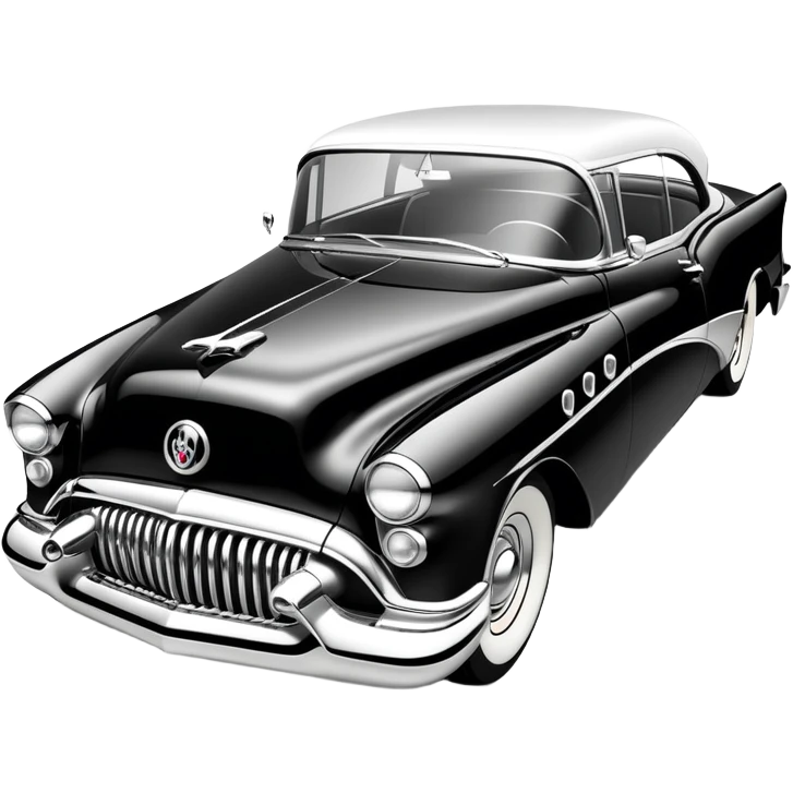 vintage hot rod, based on 1956 Buick Century, monochrome black and white emoji