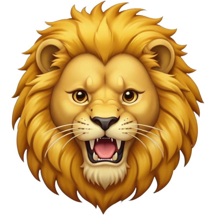 Lion A roaring lion with a beard emoji