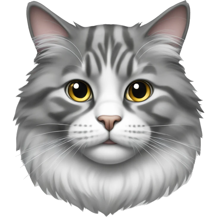 Big fluffy house cat that is white and grey emoji