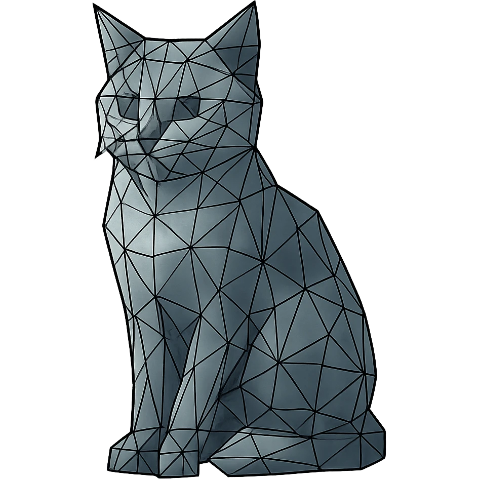 a cat in low poly wireframe style emoji