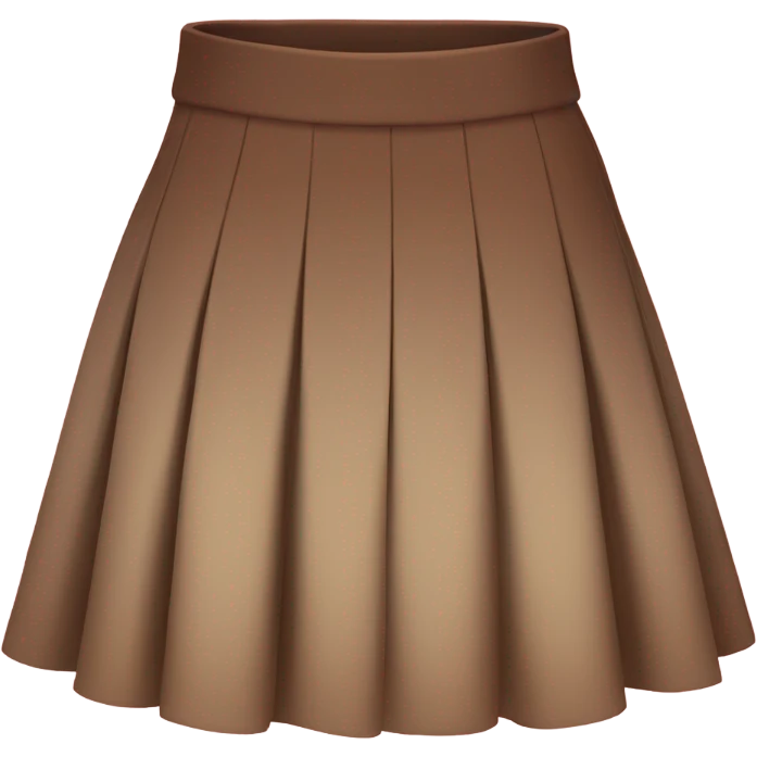 Brown pleated mini skirt, isolated emoji