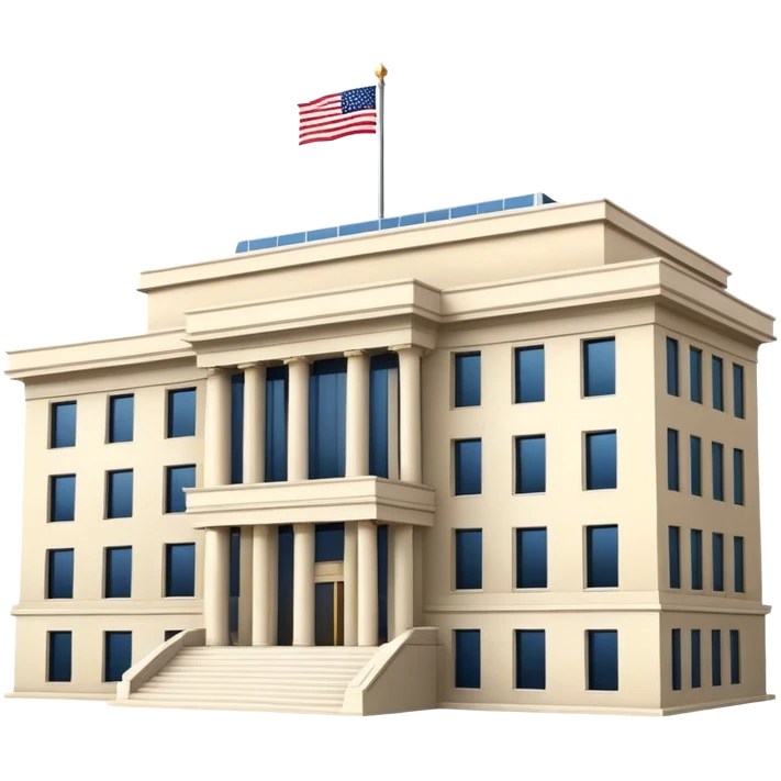 US Embassy building.  looks realistic. Not a painting, just a building emoji