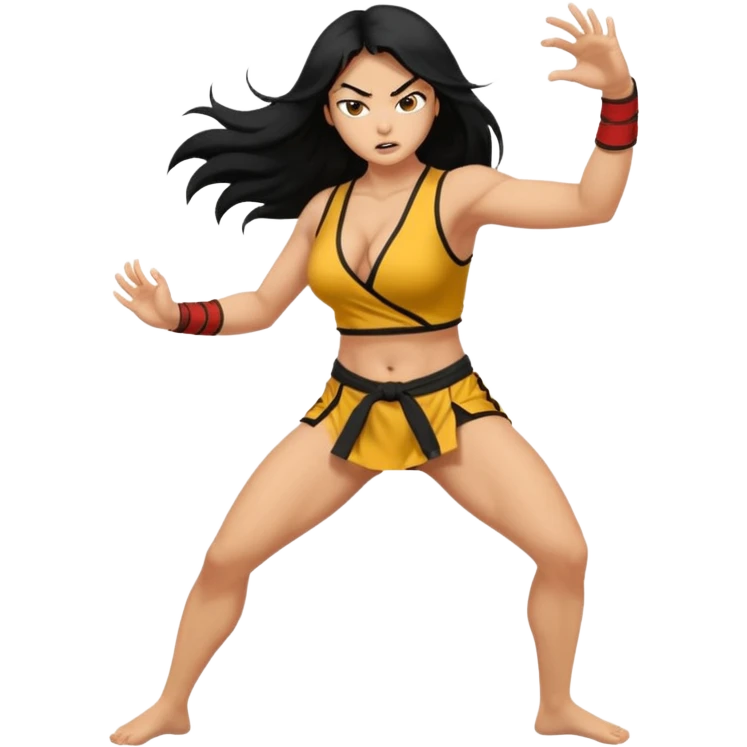 long black hair ((naked ))female big big boobs full body barefoot  ((black Thick pubic hair )) anger kung fu kicking emoji