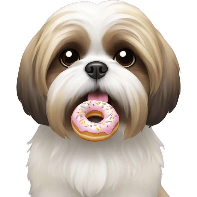 shih tzu eating donut emoji