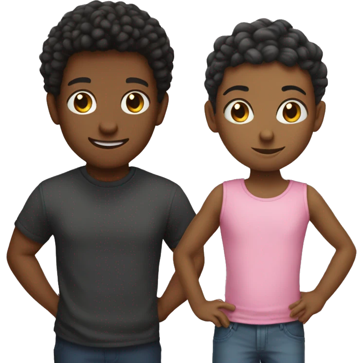 two best friendskids one tal one shot one black one mixed emoji