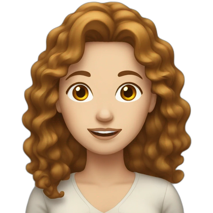 white woman with wavy brown hair emoji