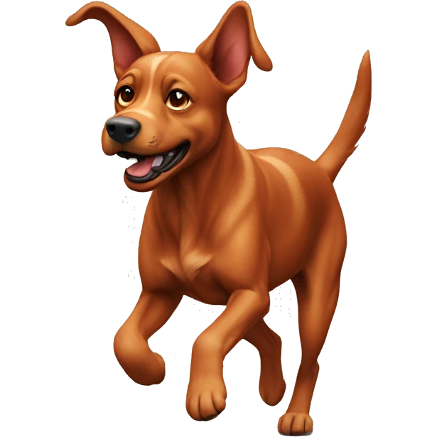realistic solid red dog with pointed ears running emoji