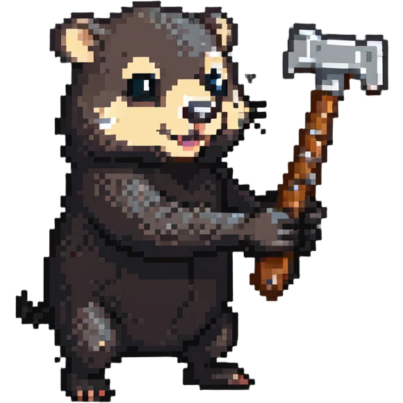 whacking a mole with a hammer emoji