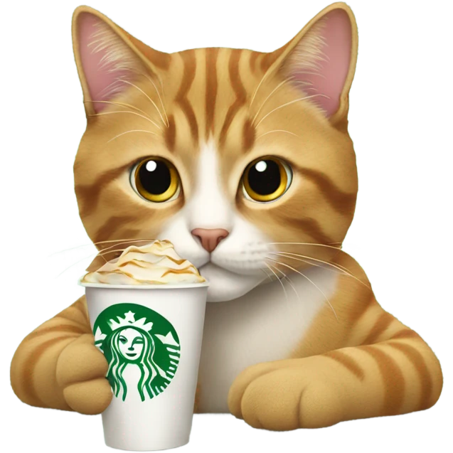 A cat drinking Starbucks  emoji