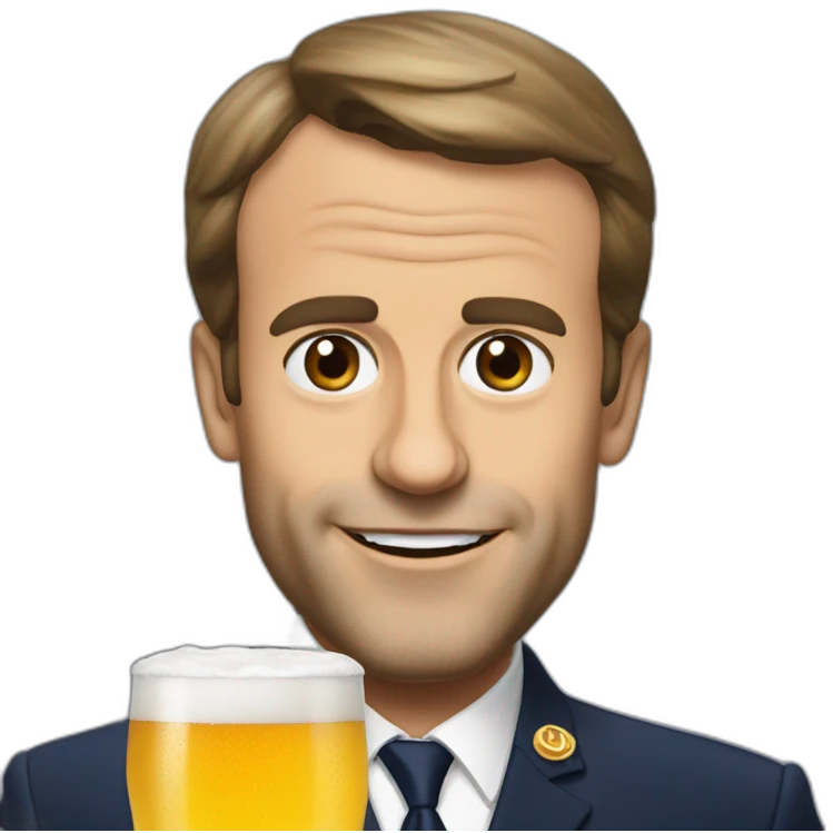 Emanuel Macron drink beer emoji
