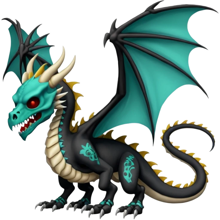 Skull-masked dragon, full body emoji