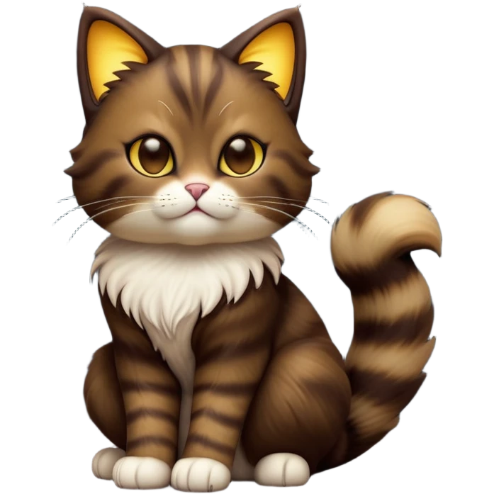 cinematic-[showshoe cat]-realistic-full-body-sitting-emoji,-tail-curled-playfully-around-its-paws,-head-tilted-dramatically,-fluffy-[dark brown mask]-fur,-simplified-yet-realistic-focused-features,-highly-detailed,-glowing-with-an-almost-sarcastic-glow emoji