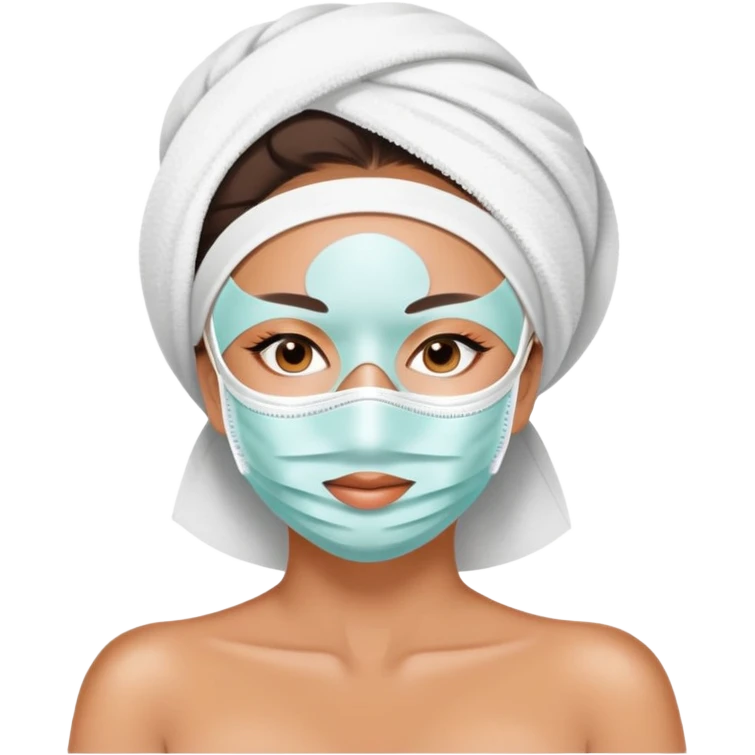 Lady with face mask spa beauty full face relaxing emoji