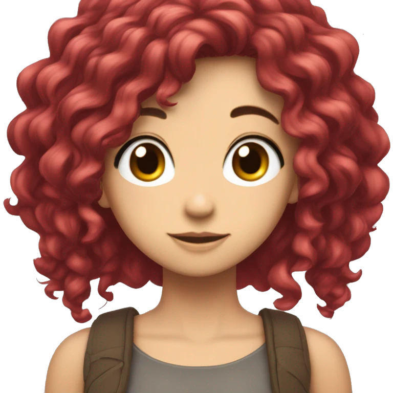 crie uma personagem de anime que tenha cabelo vermelho e orelhas de raposa emoji
