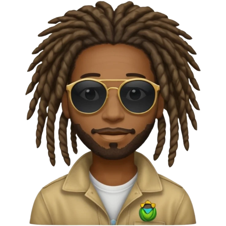 a black african guy with dreadlocks, wearing black sunglasses and aura farming emoji emoji