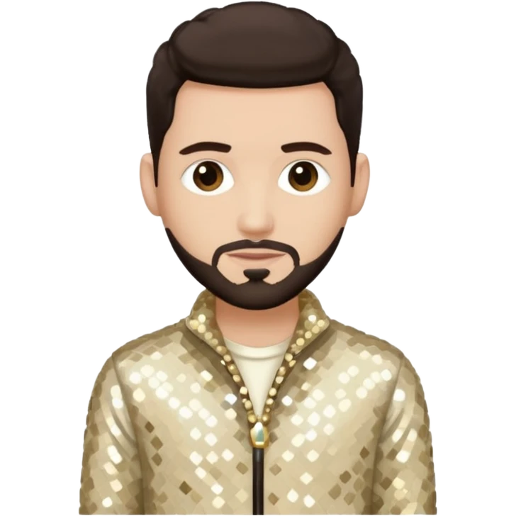 Jon B, White R&B Singer with light skin, dark brown hair, cream sequin outfit emoji